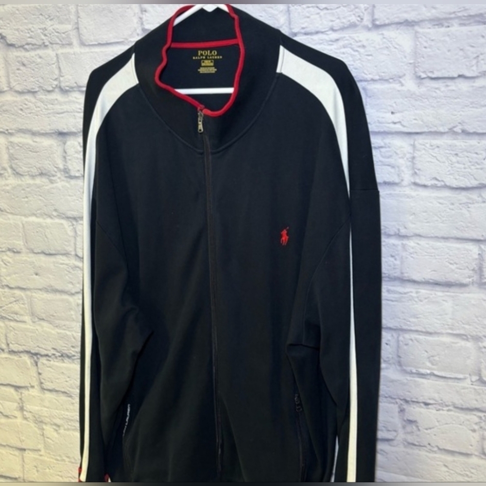 Polo Ralph Lauren Track Jacket Size 3XL Mens Navy Striped Arms Pony Logo  Zip - Picture 2 of 11
